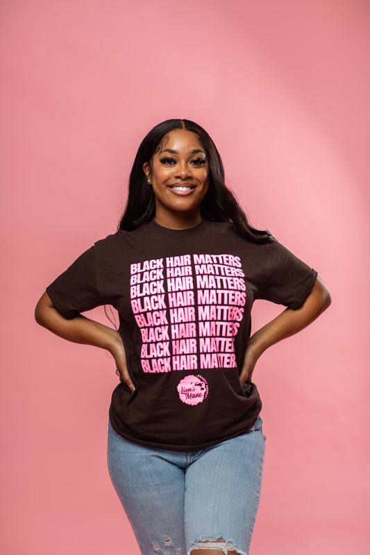 BLACK HAIR MATTERS T SHIRTS- BROWN