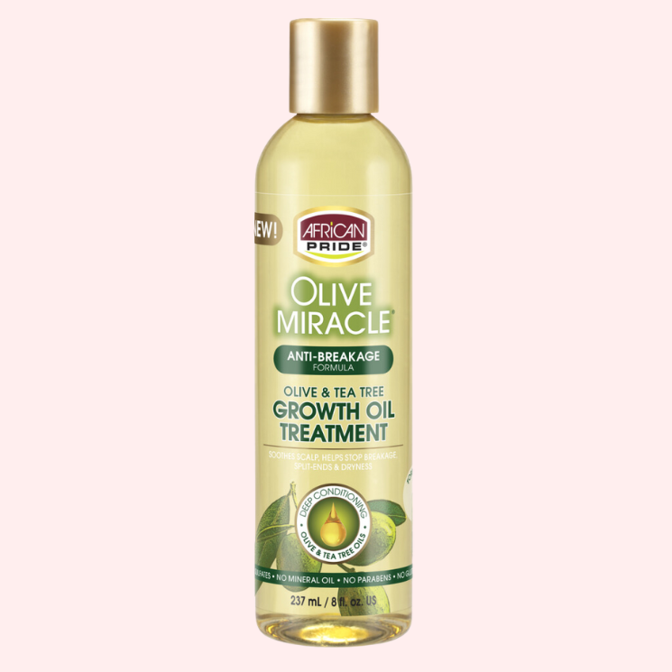 AFRICAN PRIDE OLIVE MIRACLE OLIVE &amp; TEA TREE GROWTH OIL TREATMENT - Lion’s Mane Beauty Supply 